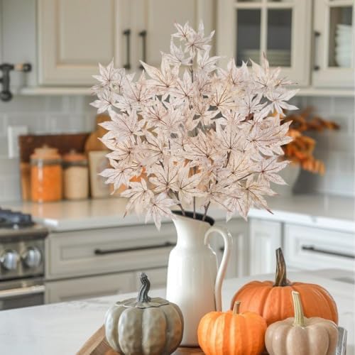 DILATATA 30 inch Artificial Maple Leaves Branch Fake Maple Shrubs Faux Fall Branches for Home Floral Arrangement Autumn Festival Thanksgiving Fall Leaf Decor