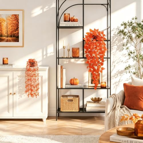 Der Rose 4 Pack Fake Fall Plants Hanging Orange Vines for Fall Wall Decor