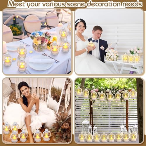 Ferraycle 24 Pcs Mini Lanterns Bulk 4 Inch White Lamp Table Centerpieces