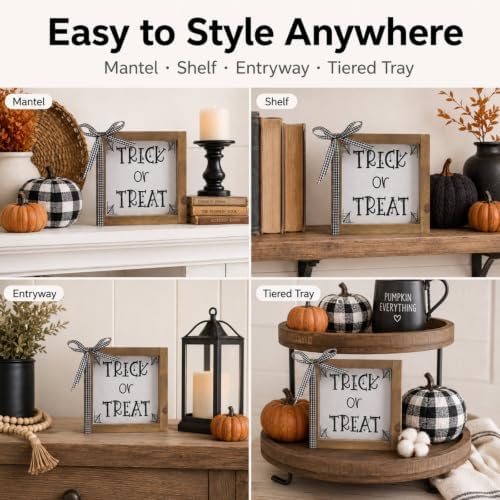 Trick or Treat Sign, Halloween Wall Table Shelf Mantle Home Decor