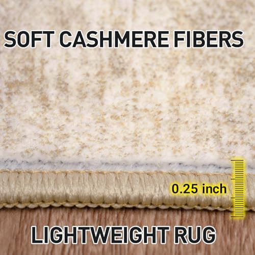 9x12 Area Rugs for Living Room: Washable Abstract Beige Badroom Carpet