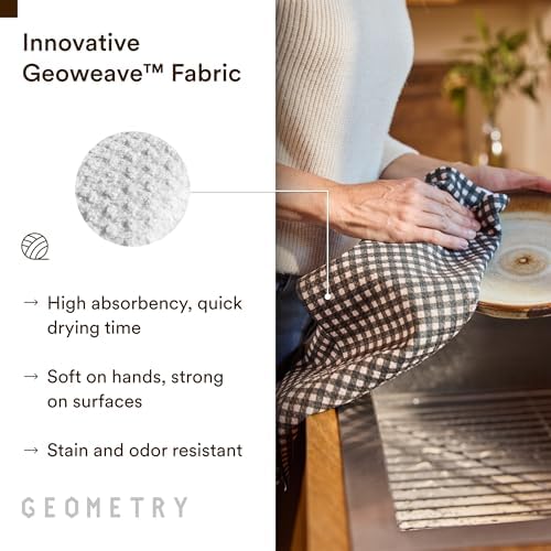 GEOMETRY Kitchen Towels - Quick Dry Microfiber Cloth Dish Towels for Kitchen Drying - Premium Quick Dry Towel - Shadow, 18" x 30" - 1 Piece