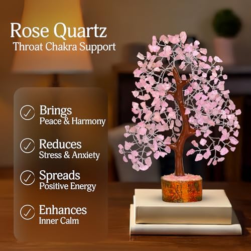 YATSKIA Rose Quartz Crystal Tree of Life | Birthday Gifts for Women | Feng Shui Money Tree | Boho Home Decor | Gifts