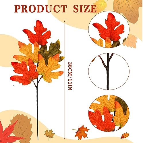 16 Bundles Fall Flowers Picks Artificial Floral Decor,11 Inch,Maple Leaf