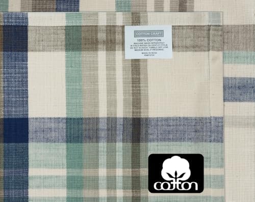 COTTON CRAFT Harvest Plaid Cloth Napkins - Set of 12 Dinner Napkins - 17x17