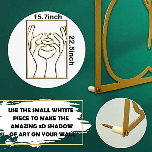 Glamativity Large 4 Pack Gold Wall Art Décor, Minimalist Décor Single Line Art Wall Décor, Real Metal Wall Art, Woman's