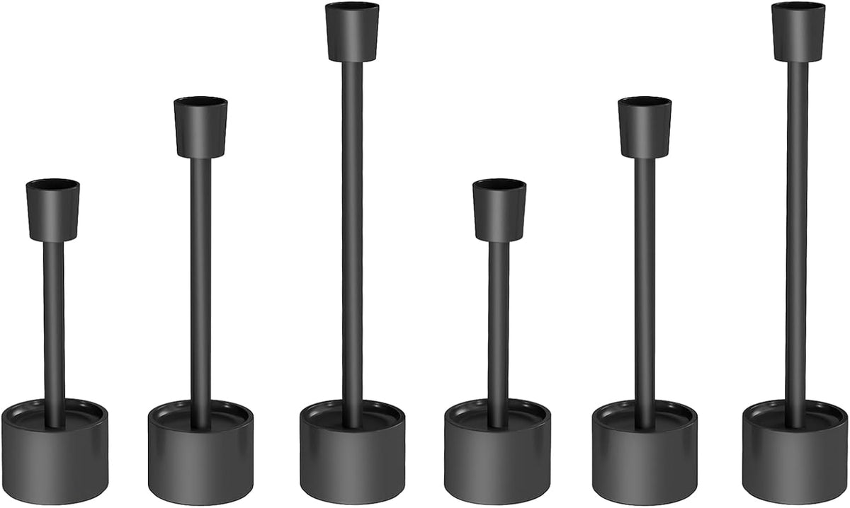 7.8lbs Heavy-Duty Solid Non-Tipping Taper Candle Holders, 6 Packs | Stands for Church, Wedding Centerpieces, Dining