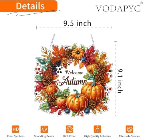 VODAPYC Welcome Autumn Diamond Art Hanging Kits for Adults