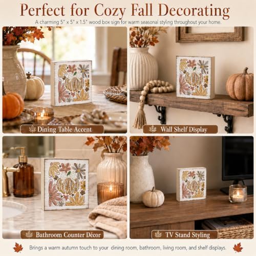 Fall Decorations for Home Bow Pumpkin Wood Sign Fall Wall Shelf Decor