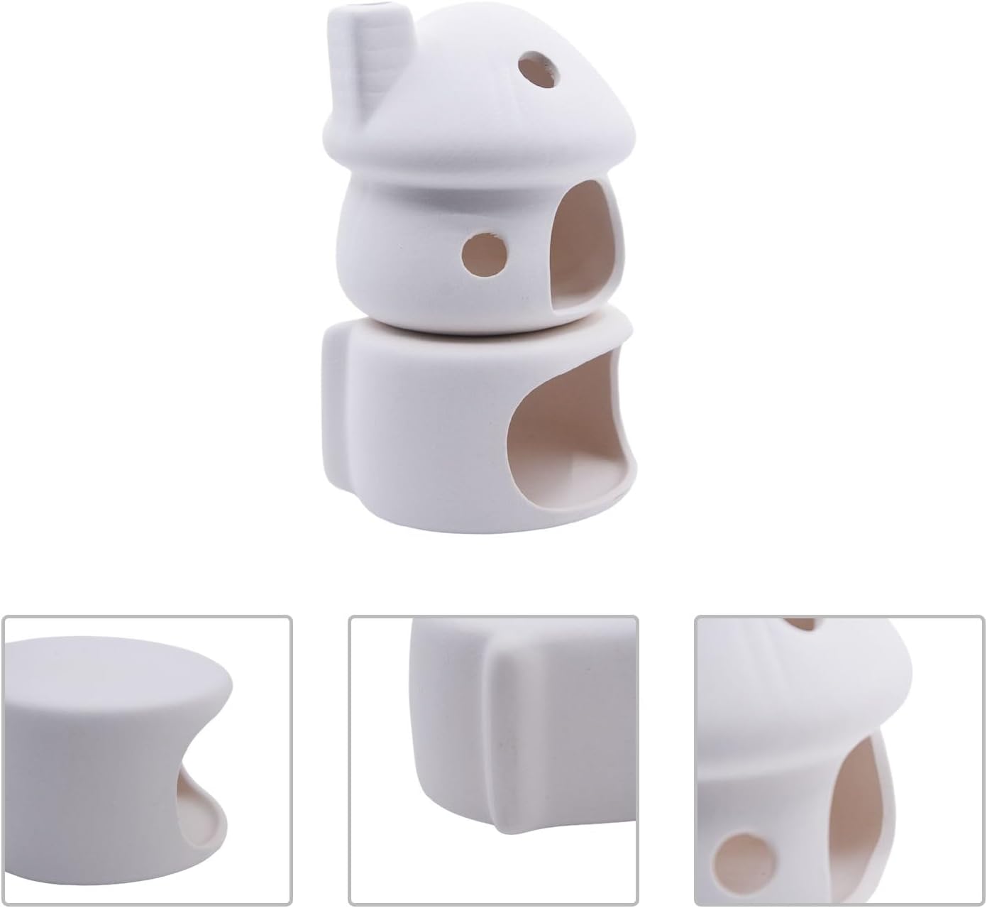 Aquarium Decor Ceramic Mushroom House / White B