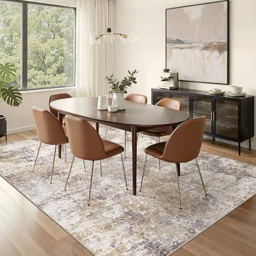 Nakagishi 10X14 Area Rugs for Living Room: Washable Modern Abstract Rug with Non-Slip Silicone Backing Low Pile Soft