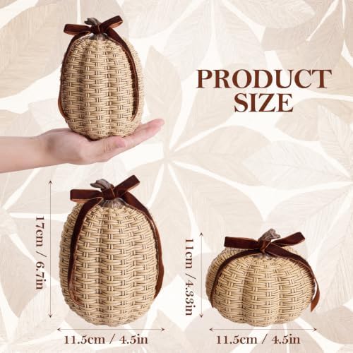 DN DECONATION Fall Pumpkin Decor, Fake Rattan Pumpkin Decorations for Home