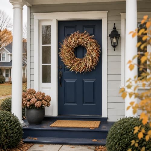 26" Artificial Fall Nandina Wreath for Front Door Decoration (Orange-Green)