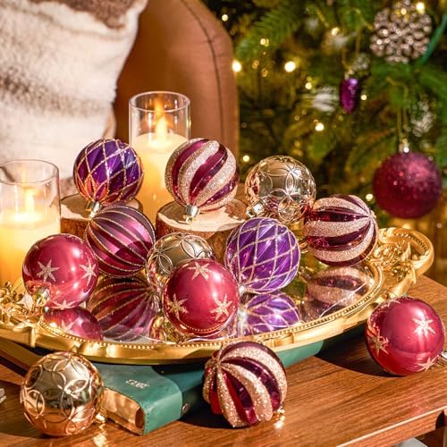 JORNOY Christmas Balls Ornaments, 30ct Shatterproof Xmas Tree Decorations, Hanging Bulbs Baubles Set with String for Holiday Home Party Decor, 2.36 inch/60mm, Jewel Tone