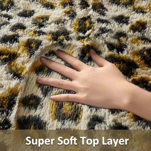 Ophanie Leopard Rugs for Bedroom Living Room, Cheetah Print Rug Fluffy Shag Large Fuzzy Plush Soft Throw,Large Shaggy
