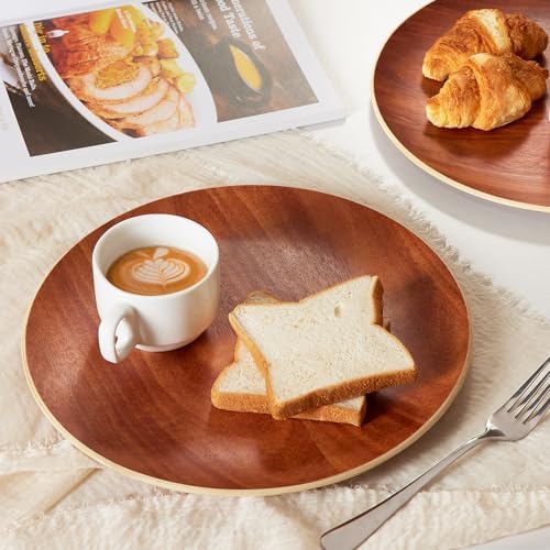 Yangbaga Acacia Wood Serving Tray: Round Decorative Tray for Home Decor