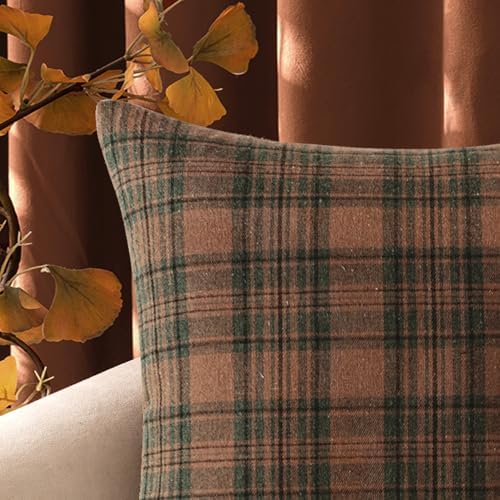 MIULEE Fall Plaid Pillow Covers Scottish Tartan 24x24 Terracotta Brown