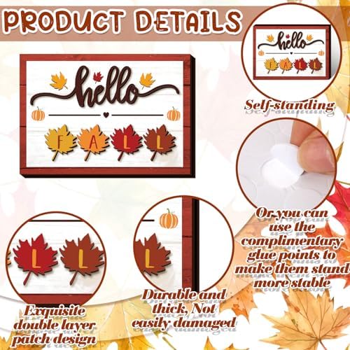 BBTO 13 Set Fall Tiered Tray Decor Rustic Farmhouse 3D Layered Wooden Signs