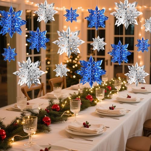24PCS Hanging Snowflake Decorations Winter Wonderland Party Supplies