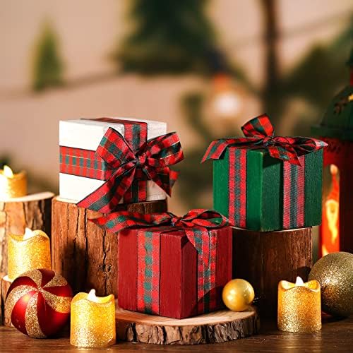 Amyhill 3 Pcs Christmas Table Centerpieces Christmas Wooden Present Decor