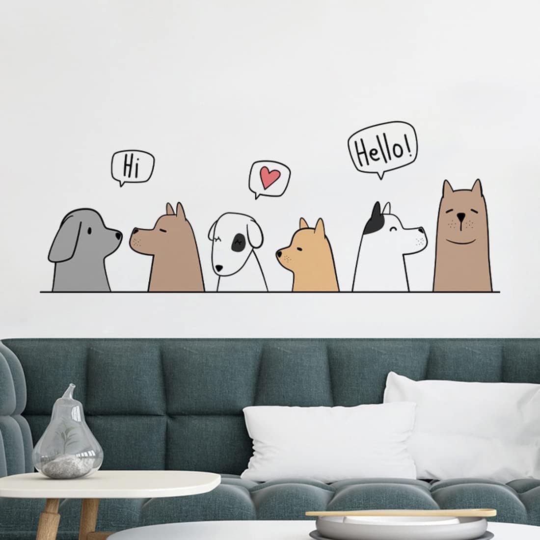 Dogs 'Say Hi' Cartoon Wall Decals / 11.8 Inch