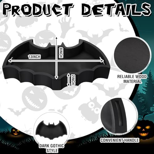 Halloween Wooden Bat Tray Decorative Serving Tray Gothic Home Decor