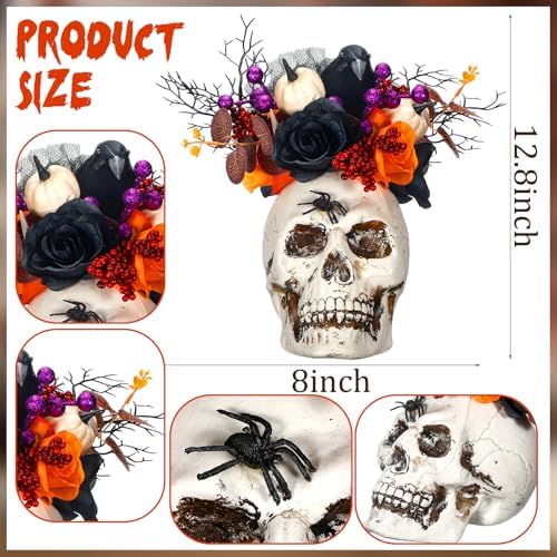 Daifunli Halloween Table Centerpieces Decorations, Skeleton Head Crow