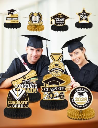 9Pcs Graduation Centerpieces for Tables 2026, Graduation Table Decorations
