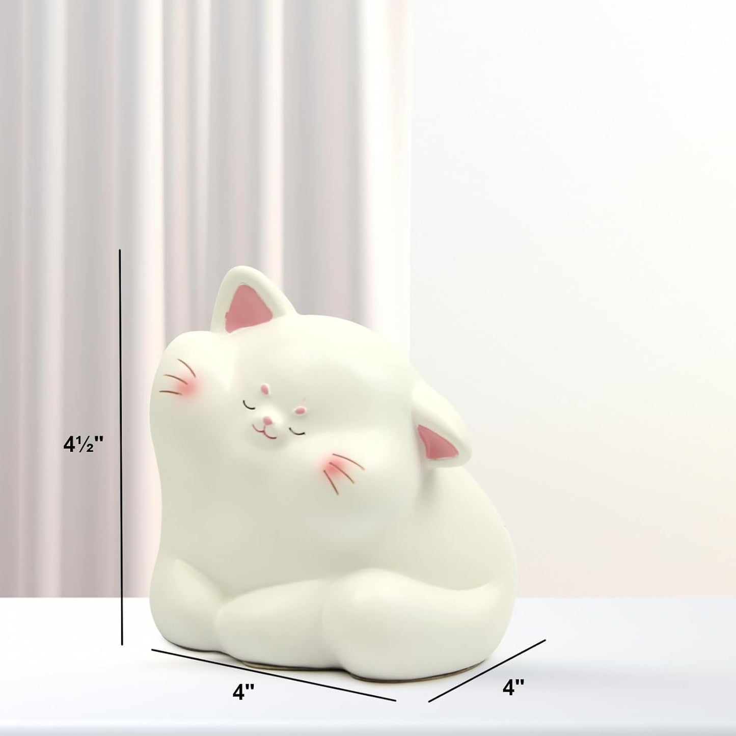 Cat Bookends / Resin Bookends Non-Slip Cat Bookshelf Desktop Decoration / White