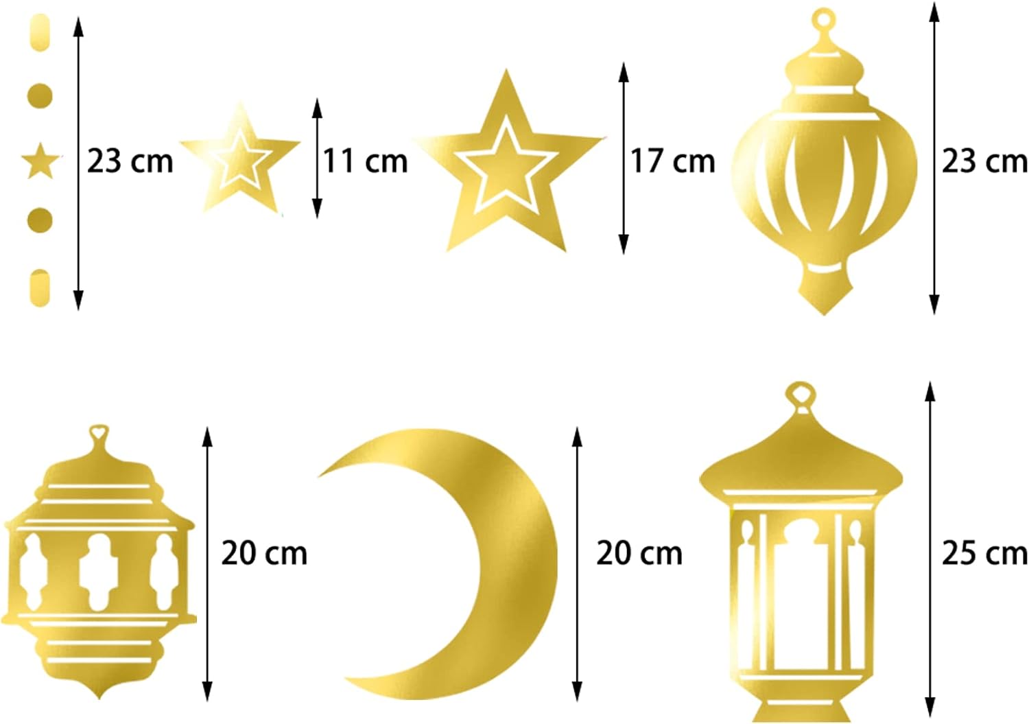 Gold Ramadan Star-Moon Party-Decorations Garland / Gold Star Moon / Set of 12