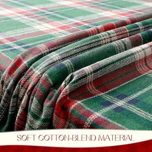 Romanstile Christmas Checkered Tablecloth Rectangle, 54 x 80 Inch, Green