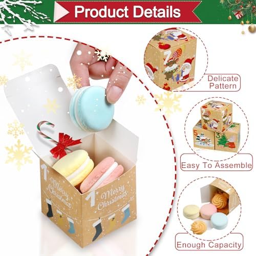 ONESING 24 Pcs DIY Christmas Advent Calendar Boxes for 2026, 24 Days Countdown Calendar Gift for Adults and Kids Christmas Cardboard Number Boxes Make & Fill Your Own Advent Calendar Boxes, Lovely Xmas Kraft Papper Box