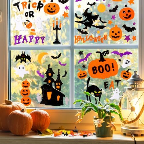 JOICEE 6 Sheets Halloween Gel Window Clings Decor