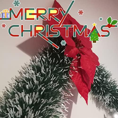 50 Feet Garland for Christmas Decorations,Green Snowy Garland,Artificial Christmas Pine Streamers for Party Hanging Ceiling Decorations