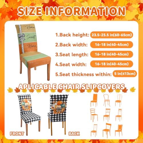 Mindsoft 6 Pcs Fall Chair Covers Pumpkin Dining Chair Slipcovers