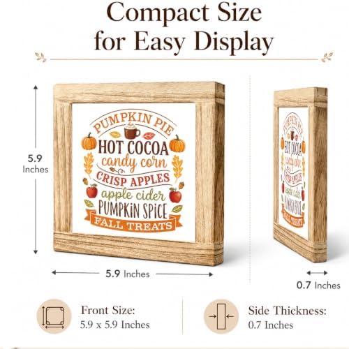 Fall Wood Sign, Pumpkin Pie Hot Cocoa and Apple Cider Tabletop Decor