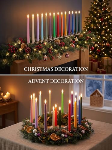 Treela Battery Operated LED Taper Candles,Basic,11 Inch,Pastel