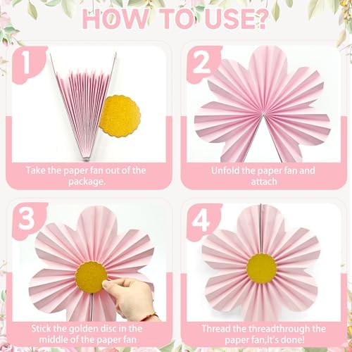 ADLKGG 12 Pcs Pastel Paper Fans, Macaron Flower Wall Backdrop