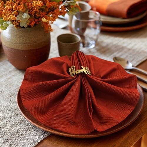 COTTON CRAFT Thanksgiving Cloth Napkins - Set of 12 Soft 100% Cotton Napkin