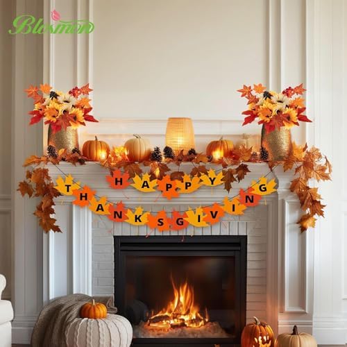 BLOSMON Fall Flowers Artificial for Table Decorations, 2 Pcs, Orange