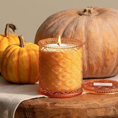 LA JOLIE MUSE Pumpkin Chai Scented Candles for Home,Natural Soy Wax 40Hrs