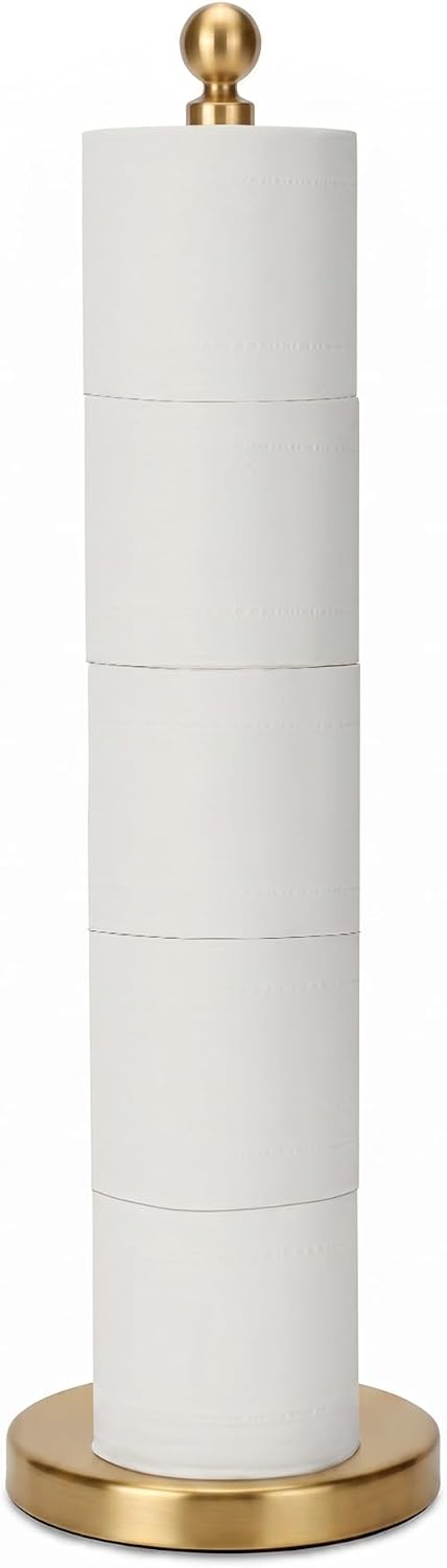 Toilet Paper Holder (with Reserve Function) Free Standing, Spare Toilet Paper Roll Storage Stand for Bathroom (Brushed