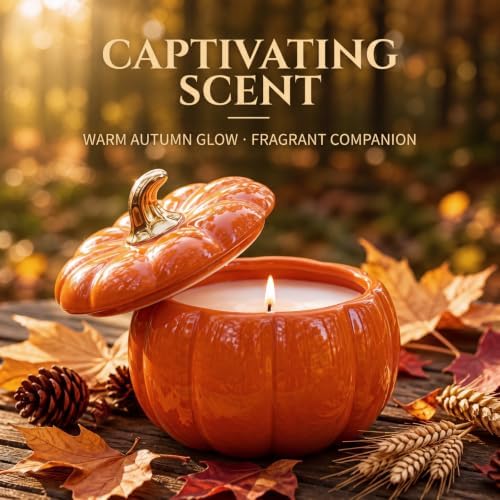 Potchen Classic Pumpkin Shaped Candle 9 oz Ceramic Candle Jar