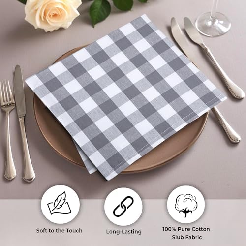 Urban Villa Cloth Napkins Cotton 20x20 (Set of 6) Grey