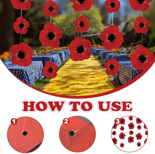 Preboun 20 Pcs Wizard Party Decoration Red Poppy Garland Halloween Decor