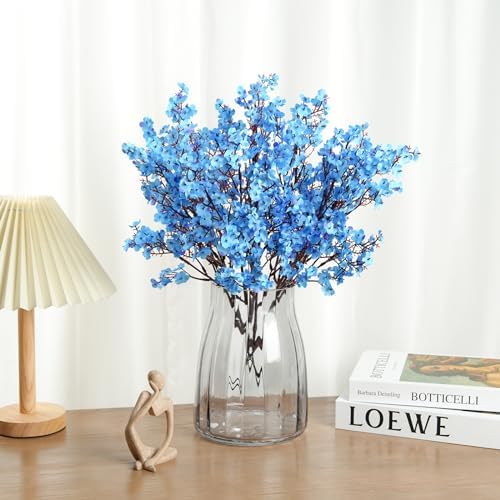 8Pcs Artificial Babys Breath Flowers Real Touch Fake Blue Flower Decoration