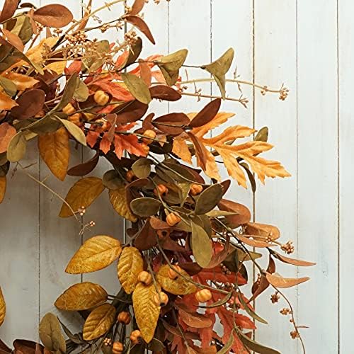 AMF0RESJ Artificial Fall Wreath for Front Door Autumn Wreath for Home Decor