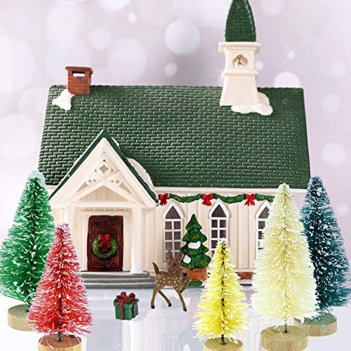 Yookat 51Pcs Mini Pine Trees Bottle Brush Trees Deer Boxes