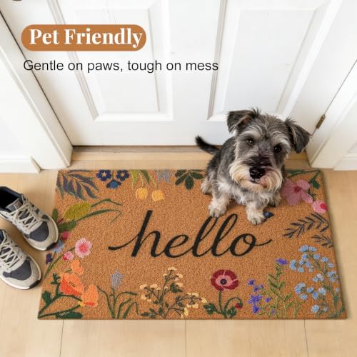 Kelarea 17" x 29" Welcome Mat, Floral Front Door Non-Slip Outdoor/Indoor