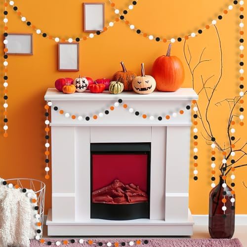MARFOREVER 4 Pack 26.3 Ft Halloween Pom Pom Garlands Decorations